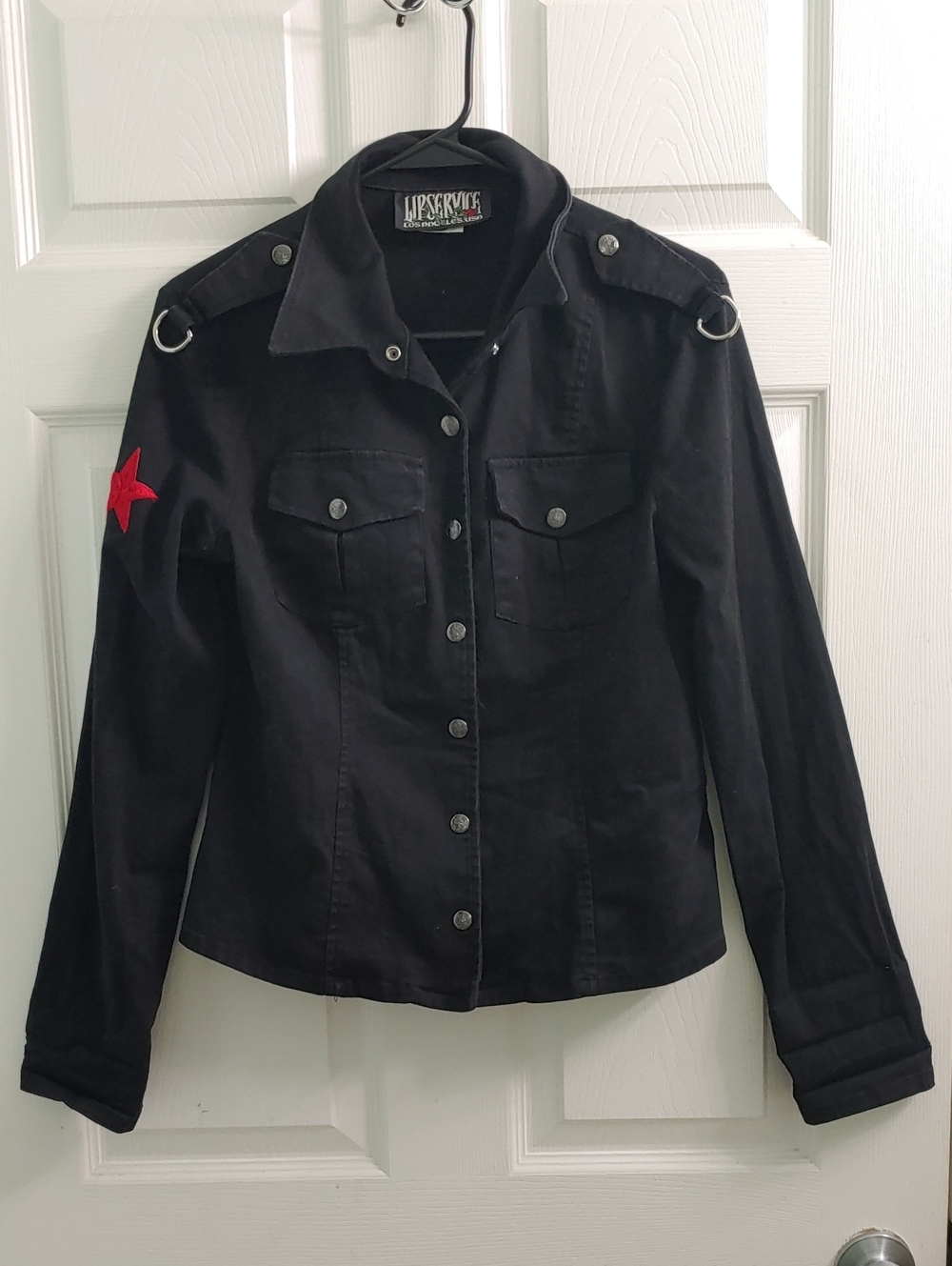 Vintage Y2K Lip Service Jacket Women's Black Punk Button Front Size XL